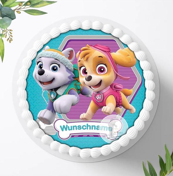 Preview: Paw Patrol Tortenaufleger mit Wunschnamen Ø 20cm, 0058p