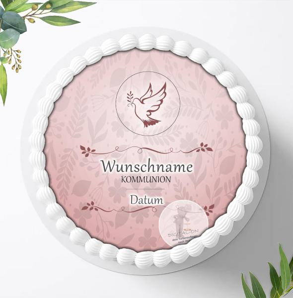 Kommunion Tortenaufleger mit Wunschname u. Datum Ø 20cm, 0181c