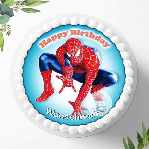 Spider Man Tortenaufleger mit Wunschname, Ø 20cm, 0214W
