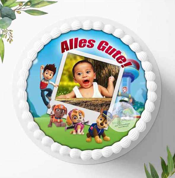 Preview: Paw Patrol Tortenaufleger mit Wunschbild Ø 20cm, 0468c