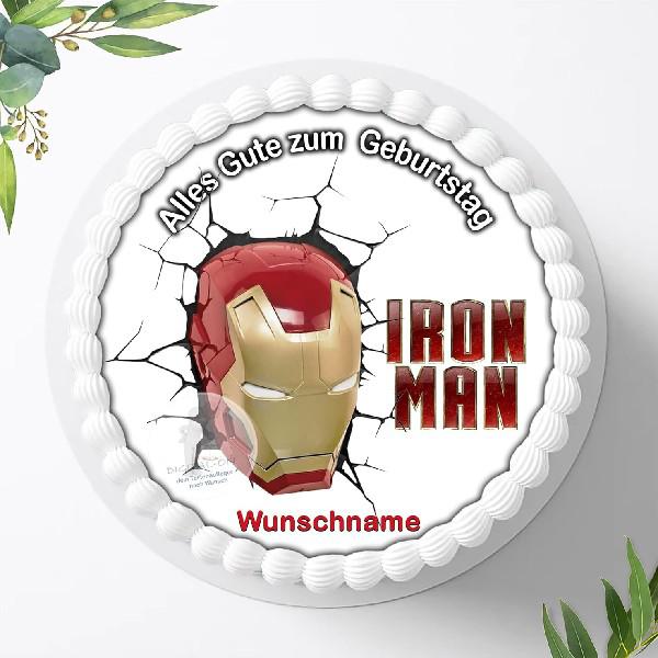 Iron Man Avengers mit Wunschnamen, Tortenaufleger Ø 20cm, 0711w