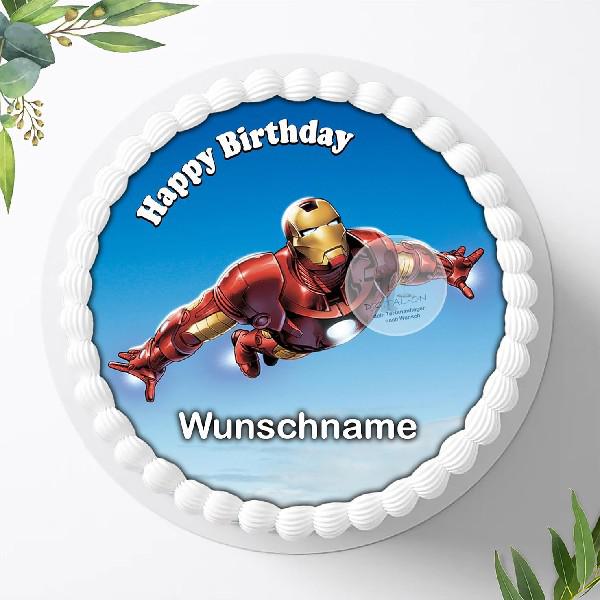 Iron Man Avengers mit Wunschnamen, Tortenaufleger Ø 20cm, 0713w