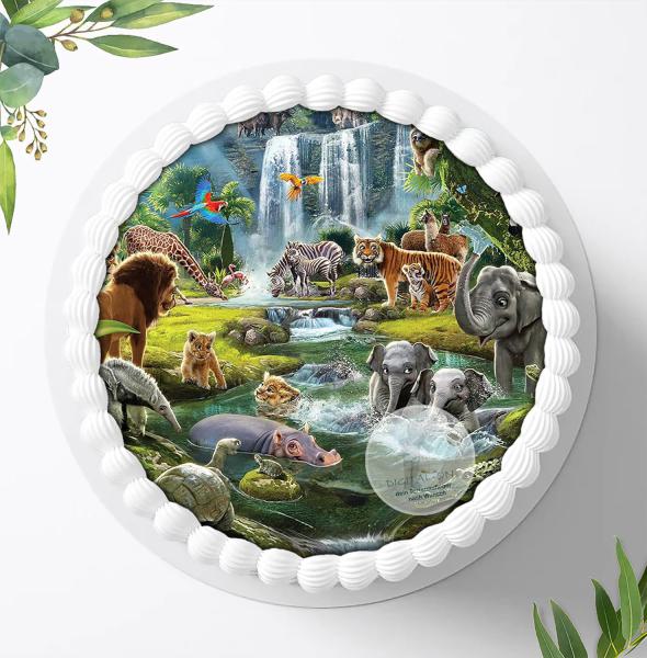 Dschungeltiere Safari Tortenaufleger Ø 20cm, 0761c