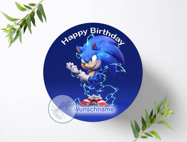 SONIC Tortenaufleger mit Wunschname, Ø 20cm, 0916z