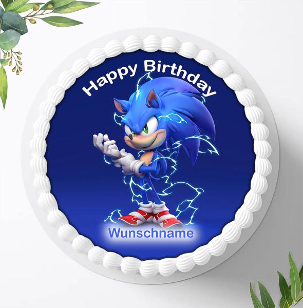 Preview: SONIC Tortenaufleger mit Wunschname, Ø 20cm, 0916z