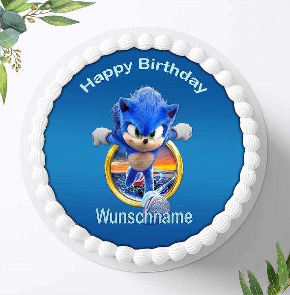 Preview: SONIC Tortenaufleger mit Wunschname, Ø 20cm, 0926z