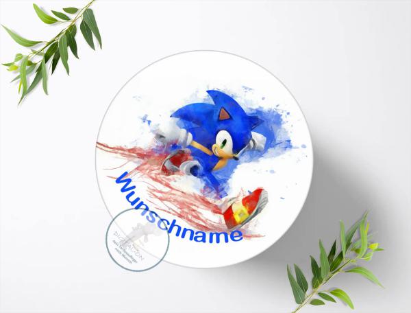 SONIC Tortenaufleger mit Wunschname, Ø 20cm, 0988z