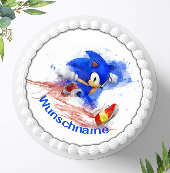 Preview: SONIC Tortenaufleger mit Wunschname, Ø 20cm, 0988z