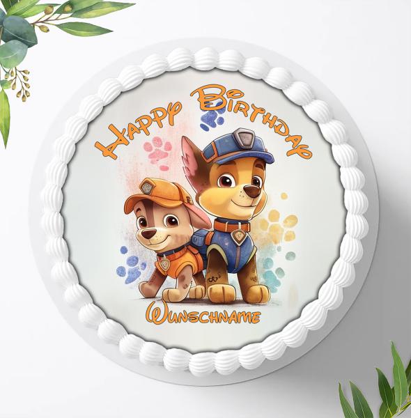 Preview: Paw Patrol Tortenaufleger mit Wunschnamen Ø 20cm, 1029z
