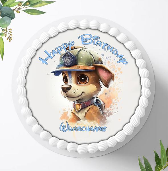 Preview: Paw Patrol Tortenaufleger mit Wunschnamen Ø 20cm, 1030z