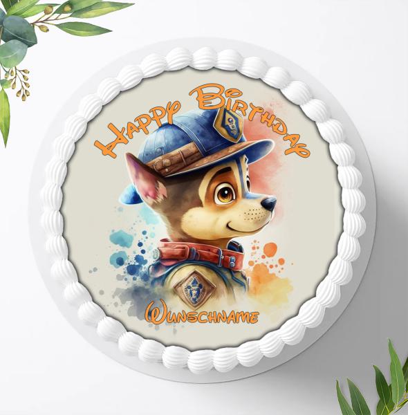 Preview: Paw Patrol Tortenaufleger mit Wunschnamen Ø 20cm, 1033z