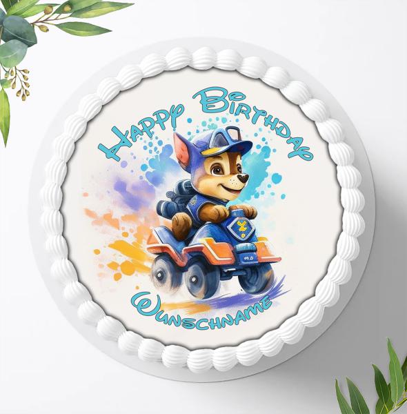 Preview: Paw Patrol Tortenaufleger mit Wunschnamen Ø 20cm, 1035z