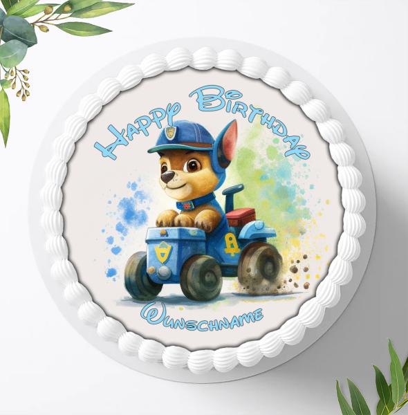 Preview: Paw Patrol Tortenaufleger mit Wunschnamen Ø 20cm, 1037z