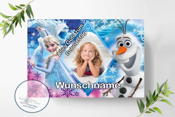 Frozen Die Eiskönigin Tortenaufleger mit Wunschbild und Name Ø A4, 1261b