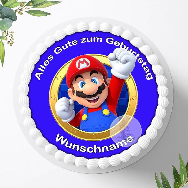 Super Mario Tortenaufleger mit Wunschname, Ø 20cm, 4012d