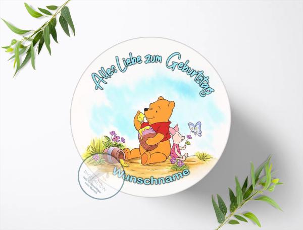 Winnie Pooh Tortenaufleger mit Wunschname, Ø 20cm, 0565w