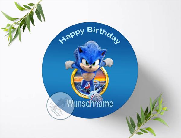 SONIC Tortenaufleger mit Wunschname, Ø 20cm, 0926z