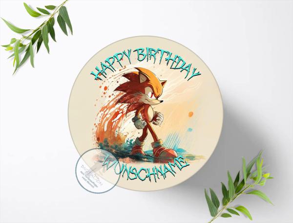 SONIC Tortenaufleger mit Wunschname, Ø 20cm, 1059z