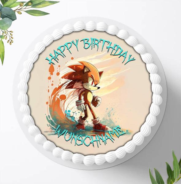 SONIC Tortenaufleger mit Wunschname, Ø 20cm, 1067z