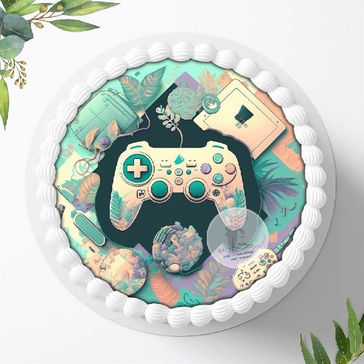 Gaming Tortenaufleger mit Wunschnamen, Ø 20cm, 1240z