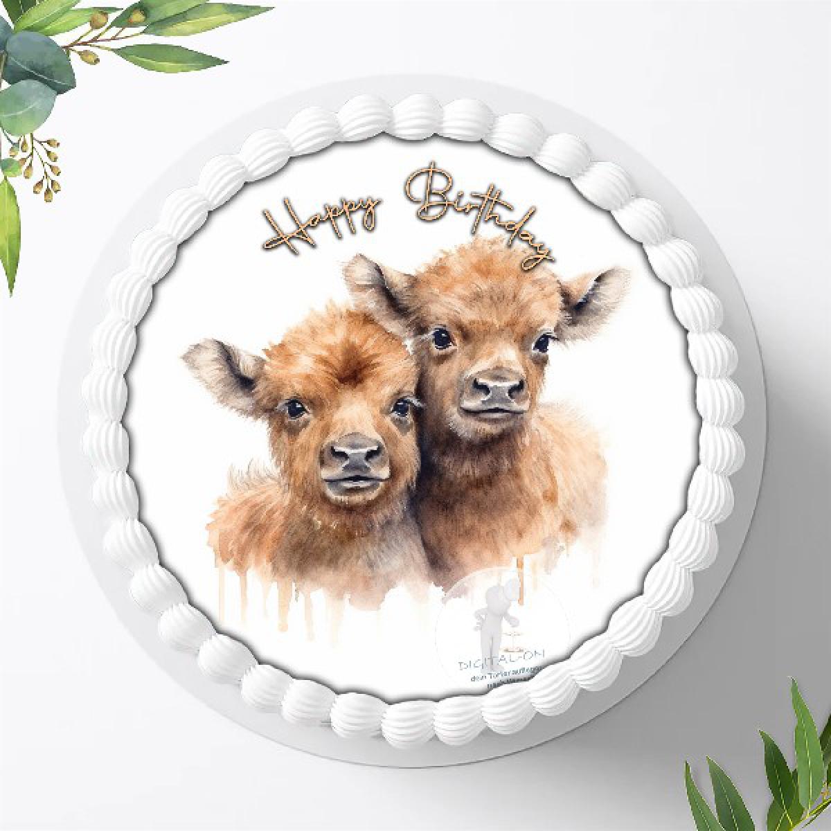 Dschungeltiere Safari Tortenaufleger mit Wunschnamen Ø 20cm, 1502z